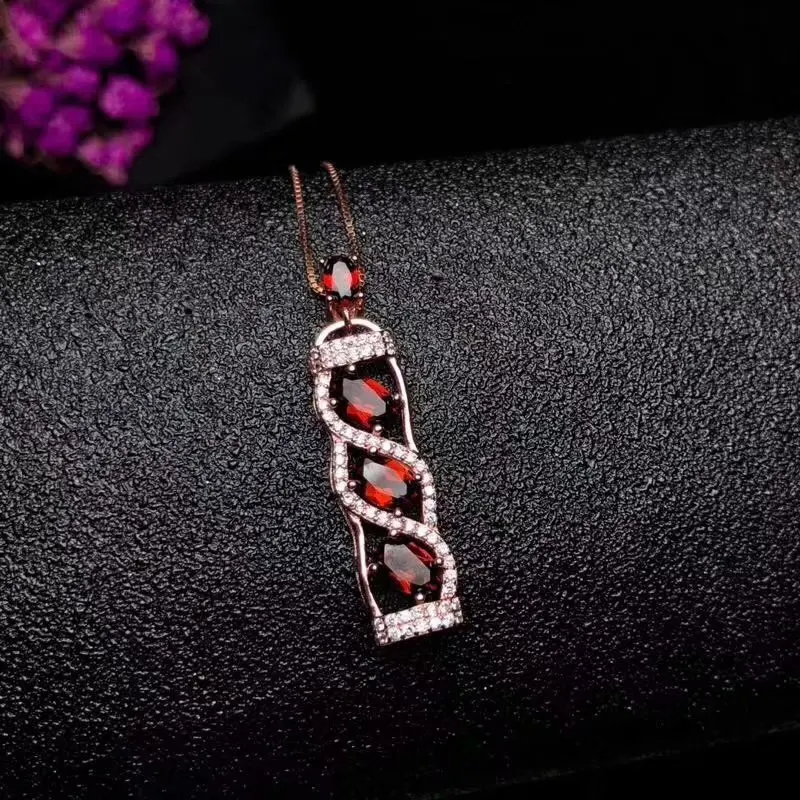 925 sterling silver natural Garnet necklace pendant Beauty A birthday present for a girlfriend's lover. Posting | Украшения и