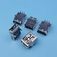 100pcs mini usb type b 5pin dip right angle 2legs female socket pcb mount solder connector