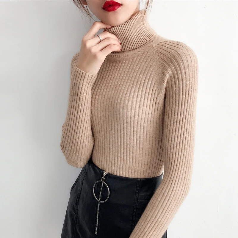 2019 New Women Fashion Thicken Sweater Pullover Slim Stretch Knit Explosion Turtleneck Complete color welcome to | Женская одежда