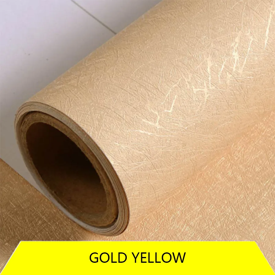 gold yellow Шелковая текстура обои ПВХ самоклеющиеся настенные стикеры Современный домашний декор спальня гостиная фон стены водонепроницаемый стикер s - Цвет: gold yellow