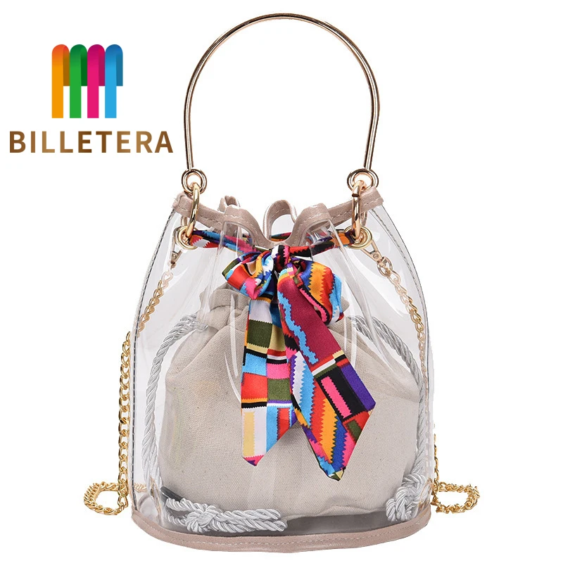 BILLETERA высокое качество Маленькая женская сумка-ведро ПВХ прозрачная цепочка