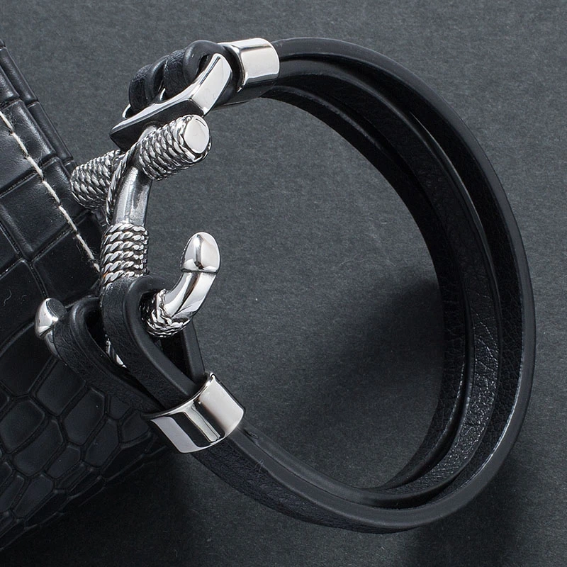 Модные ювелирные изделия мужские Многослойные браслеты из нержавеющей стали с