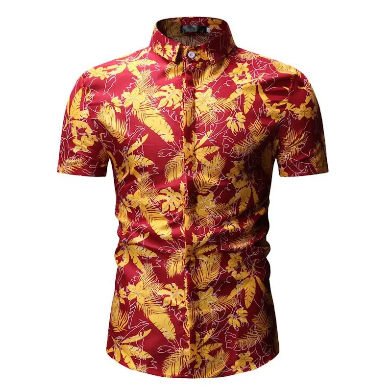 Мужская рубашка с коротким рукавом модная мужская Повседневная принтом