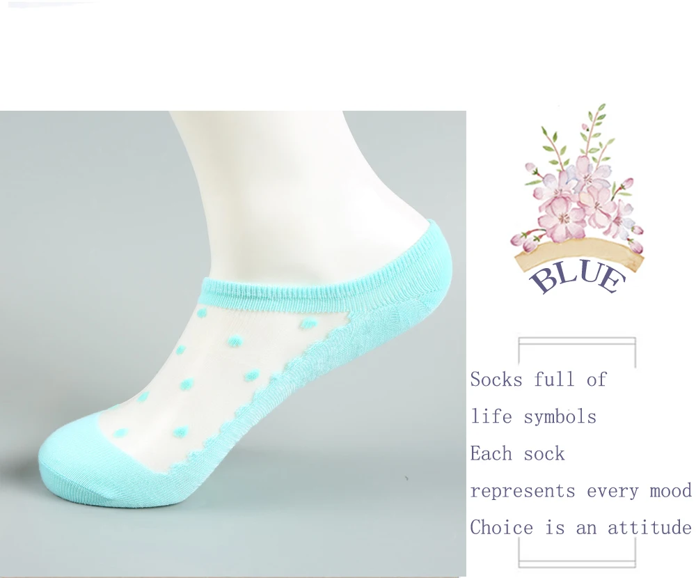 MEI LEI YA 5 Pairs/Bag New Hot Spring And Smmer New Hot Glass Ladies Boat Socks Fashion Cotton Dot Pattern Invisible Socks