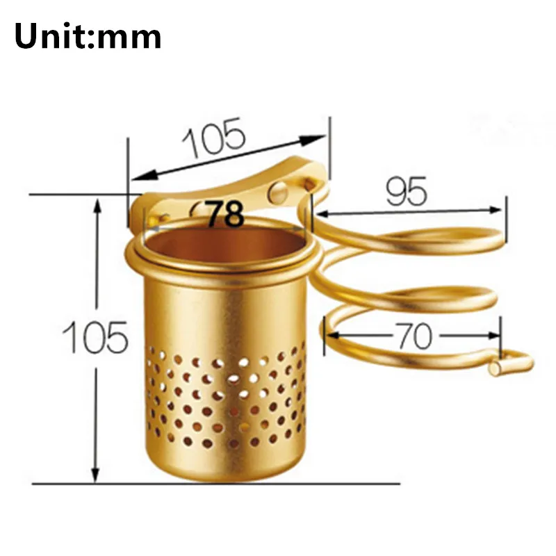 Бесплатная доставка Настенный алюминиевый держатель для фена золотого цвета