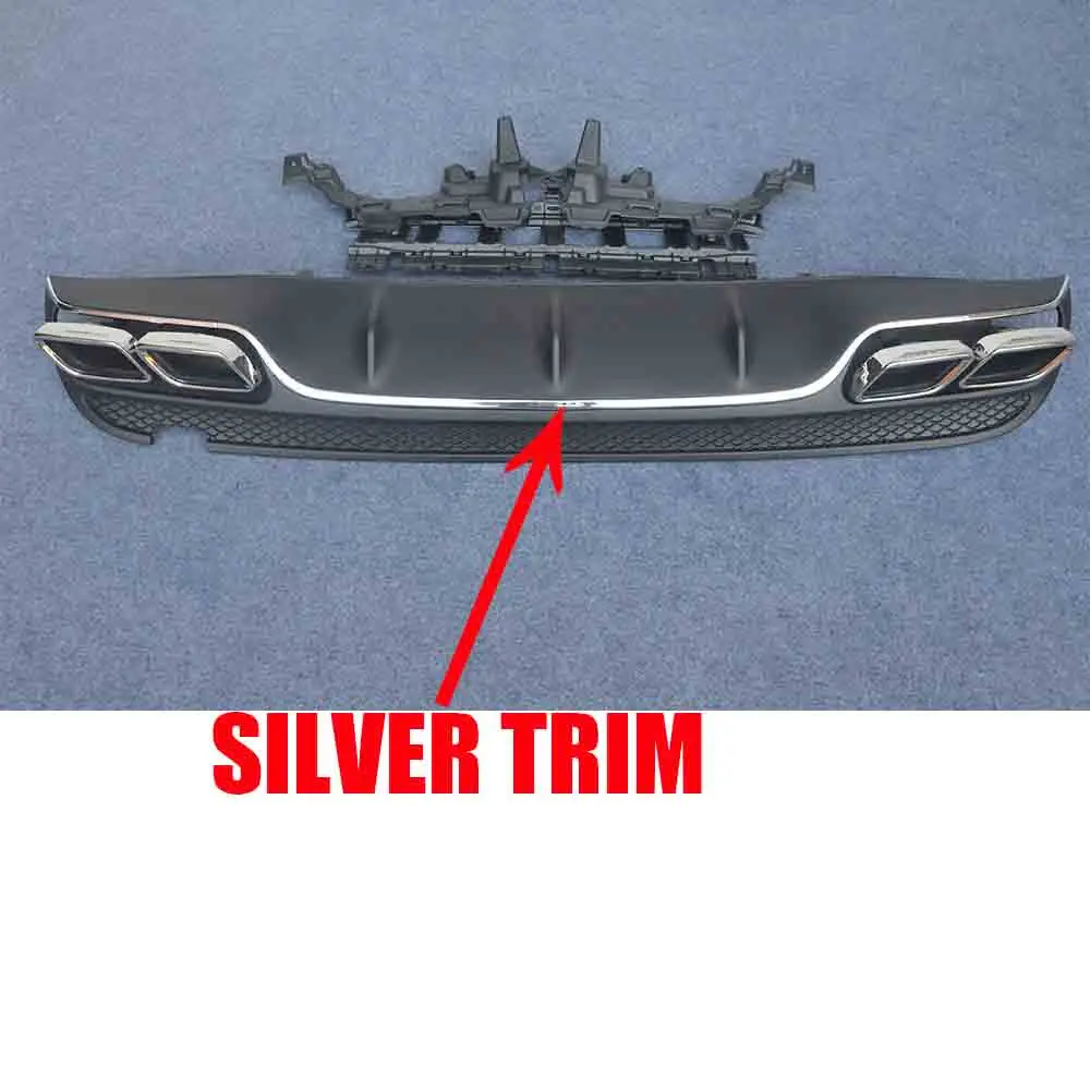 Silver trim C43 4 Выход Стиль PP задний бампер диффузор с выхлопными наконечниками для Benz W205 C180 C200 C300 C43 с Amg посылка 4 Двери Седан 15 - Цвет: Silver trim