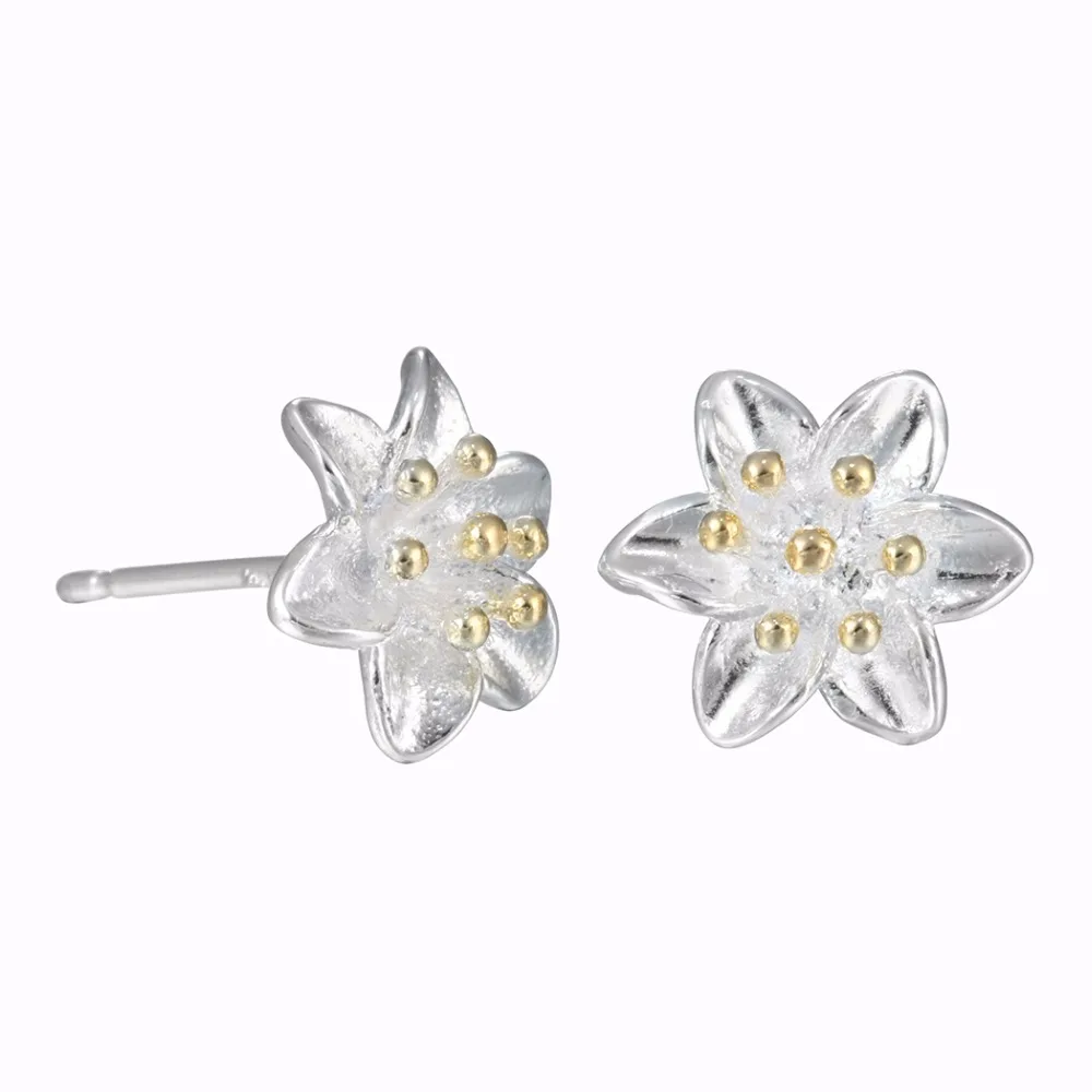 Kinitial серебро цветок цветочный бутон серьги стержня для Для женщин девушка