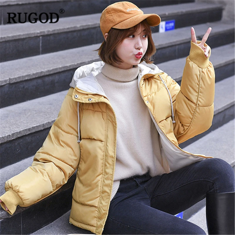 RUGOD 2019 новое осенне зимнее женское хлопчатобумажное пальто оверсайз с капюшоном