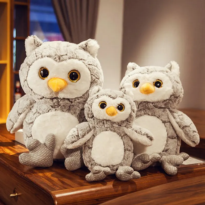 Розовая/серая креативная Kawaii Сова плюшевая, игрушка, чучело, кукла для детей, милая мягкая подушка, подарок