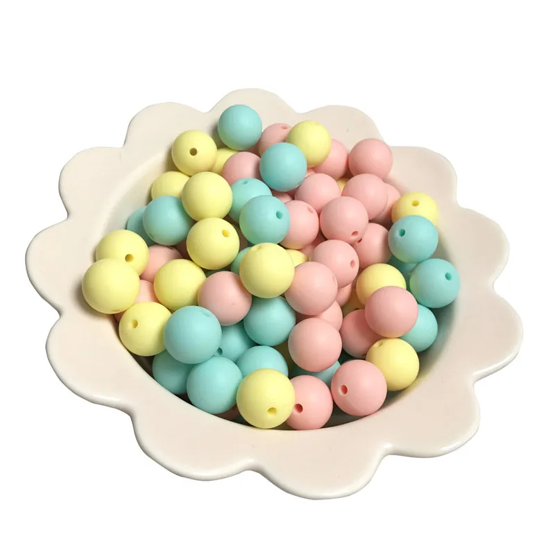 colors 1 50 шт./лот силиконовый свободный бисер ребенок прорезывание зубов Beads-40colors-безопасный пищевой класс прорезывания зубов жеванные круглые силиконовые бусы - Цвет: colors 1