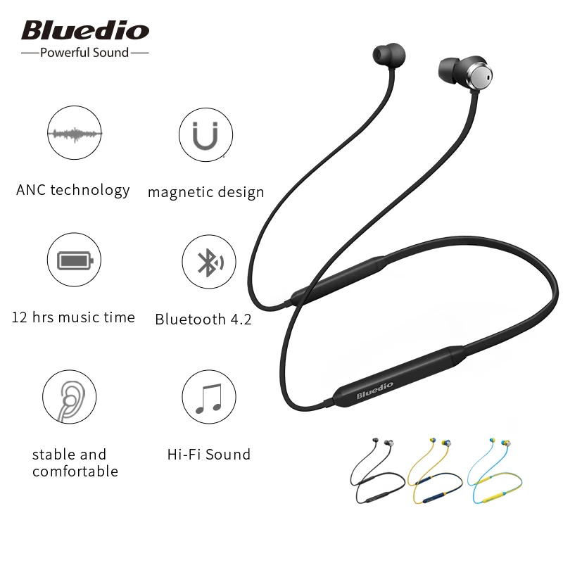 Bluedio TN беспроводные Bluetooth наушники с шумоподавлением шейным диапазоном BT4.2 спортивные наушники с мощным басом для сотового телефона
