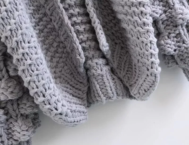 Женский свитер без застежки кардиган с рукавами-фонариками вязаный джемпер