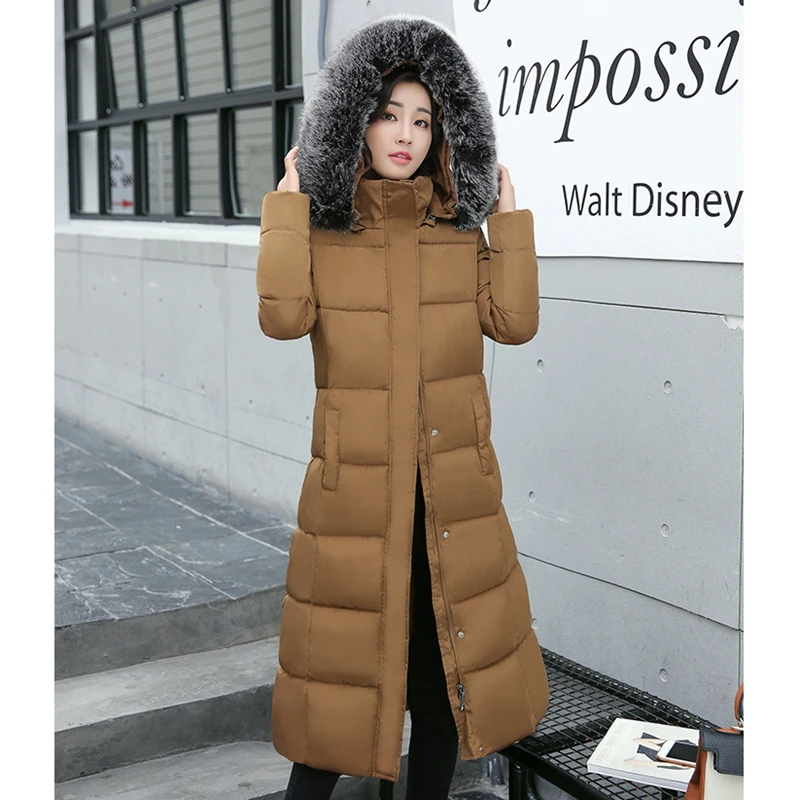Новинка 2017 женская зимняя куртка средней длины пальто с капюшоном и меховым
