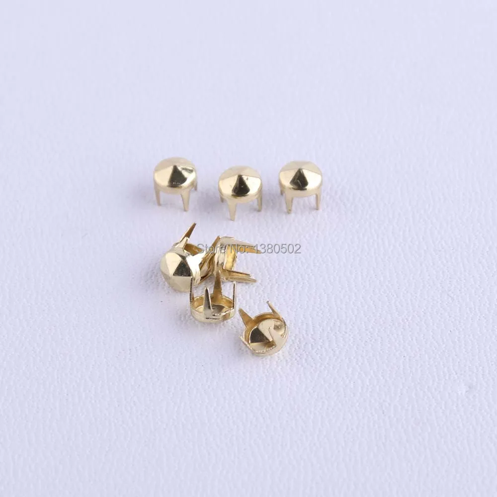 100 pcs gold color 5*5MM Four claw metal studs decoration Spikes for clothing Garment Rivets | Дом и сад