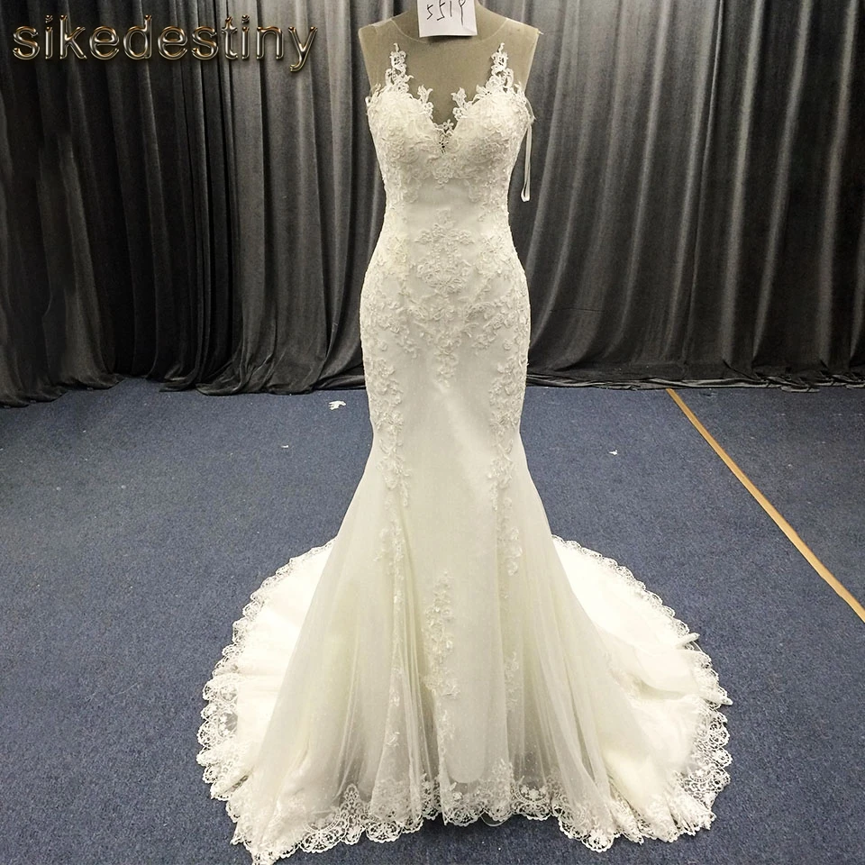 Новое поступление свадебное платье с аппликацией в стиле &quotРусалка&quot Vestido de novia