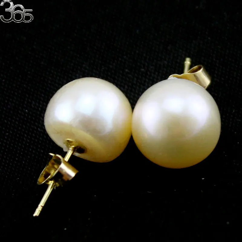 Free Shipping AAA Wedding Jewelry Gift Box Packed Gold Filled Studs White Pink Natural Freshwater Pearl Earrings 10 11mm|earrings pearls