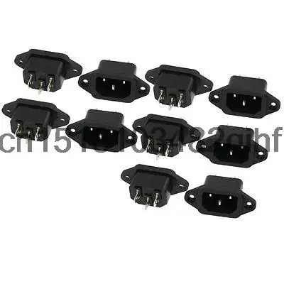 

10 Pcs AC 250V 10A IEC320 C14 3 Pin Male Power Plug Black