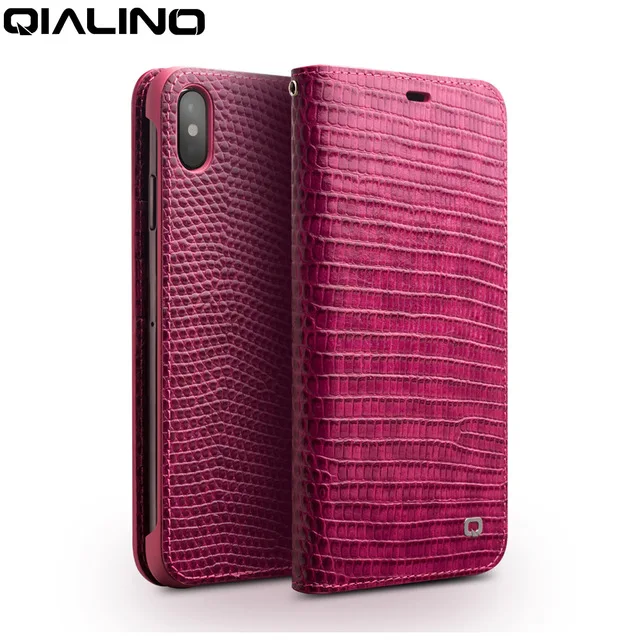 QIALINO для iPhone 5 SE 5 S 6 6s Plus 7 7 Plus 8 8 Plus X 10 чехол, Классический роскошный кошелек из натуральной кожи, откидной Чехол