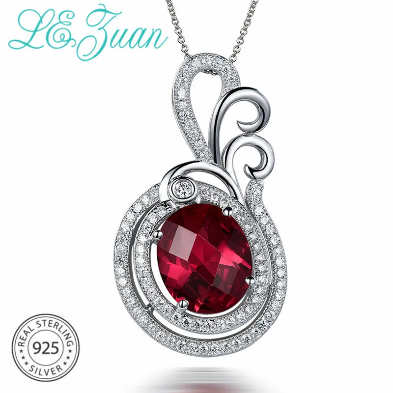 L & zuan подвески из стерлингового серебра S925 пробы 5 26ct с красным камнем