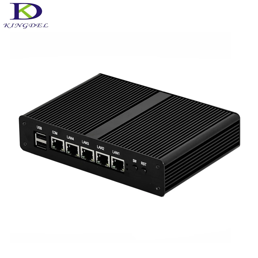 Мини-ПК без вентилятора pFsense Celeron J1900 Четырехъядерный 4 гигабитный LAN брандмауэр
