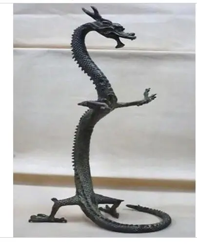 

decoration brass factory Pure Brass Antique exquisite brass Chinese dragon statue Figures 17" Height