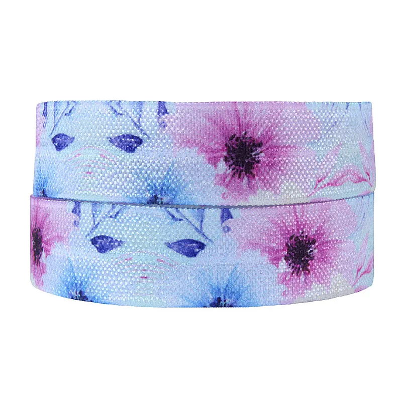 

Flora Ribbons colorful flower printed foe fold over elastic for hair ties