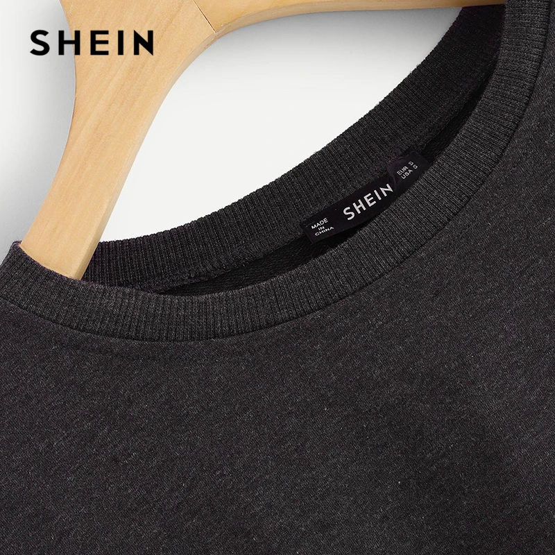 SHEIN Модный женский серый пуловер с круглым вырезом и длинным рукавом с цветными блоками и леопардовым принтом Осенние повседневные женские толстовки