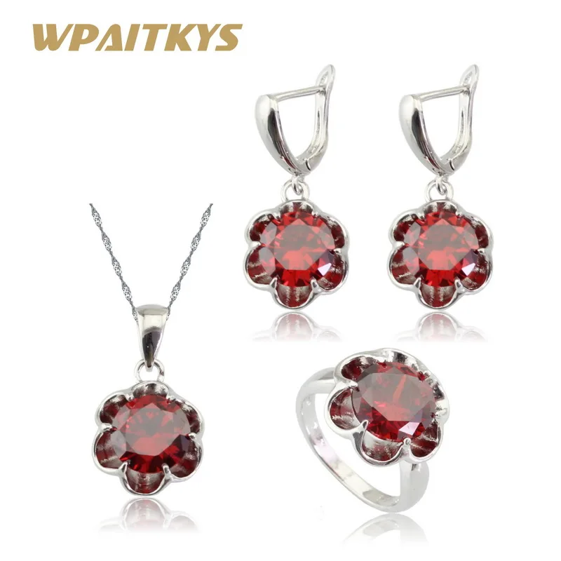 Женский комплект украшений WPAITKYS серебряное ювелирное изделие в форме цветка с