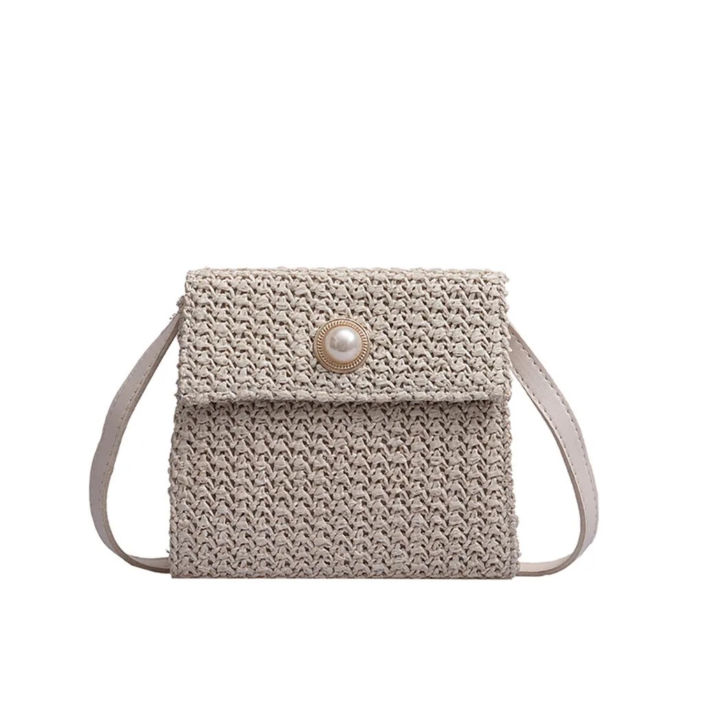 Женская Соломенная Сумка пляжная сумка мессенджер маленькая квадратная через