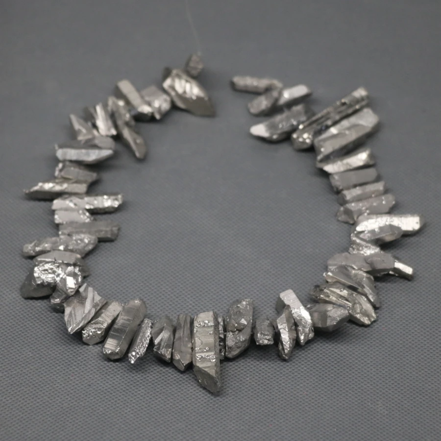 Серебряный лечебный Кристал кварц бисер топ Просверленный Кулон-чокер Рок Мода