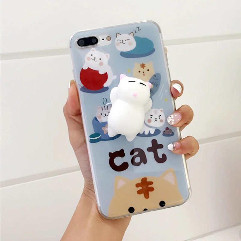 

For Huawei P8/P9 Lite 2017 Squishy Cat Phone Case For Samsung J3 J5 J7 2017 Ultra-thin Silicon TPU Soft Candy Color Back Cover