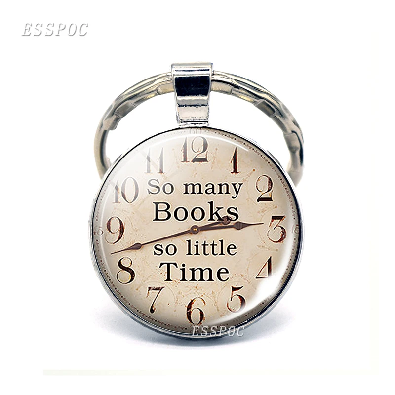 Брелок стеклянный с кабошоном металлический надписью So Little Time подарок для