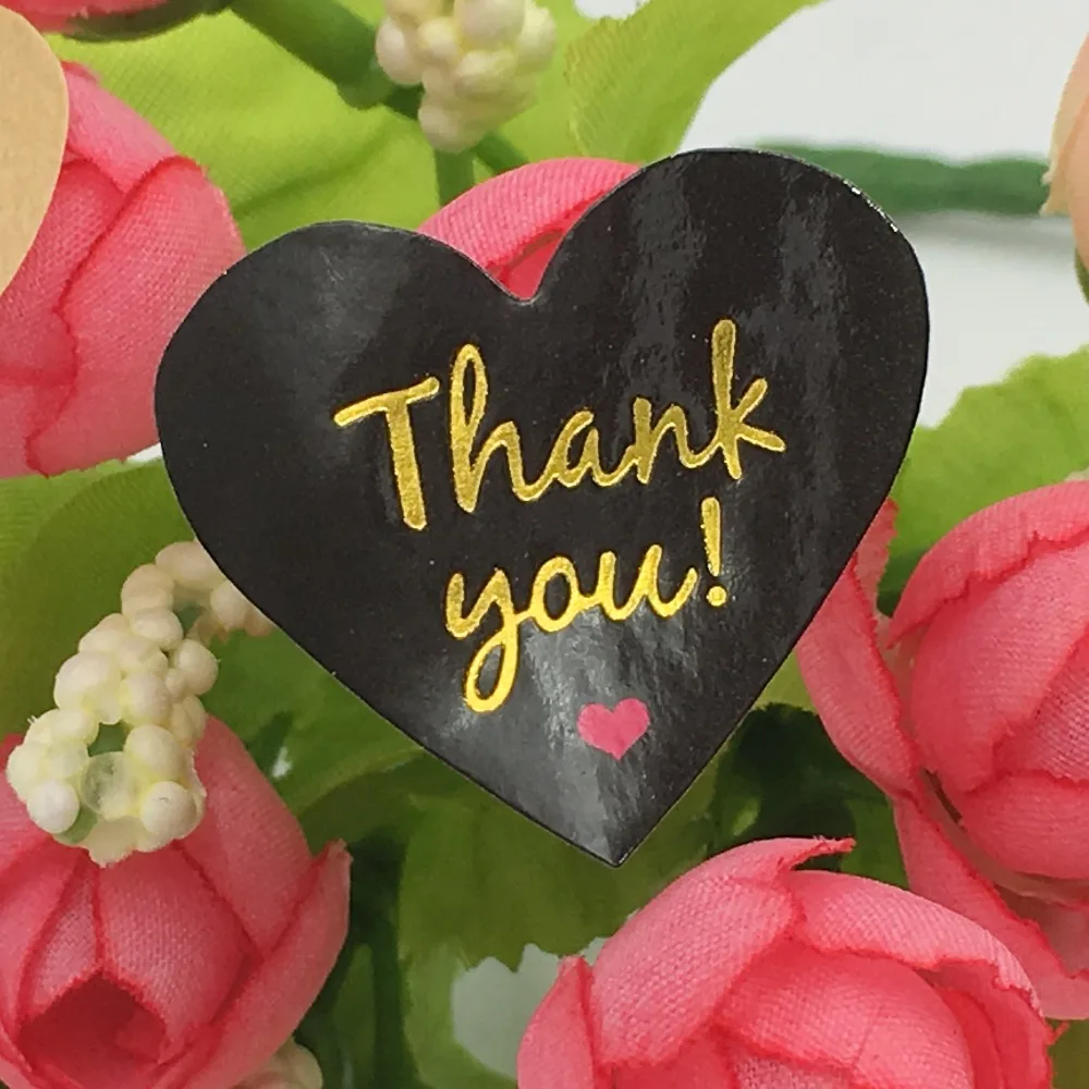 100 шт./лот Золотое сердце THANK YOU наклейка с этикеткой для пекарни ручной работы