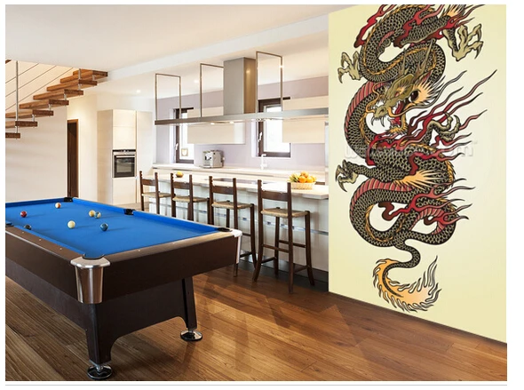 Пользовательские 3D художественные обои Дракон тату азиатская Фреска для