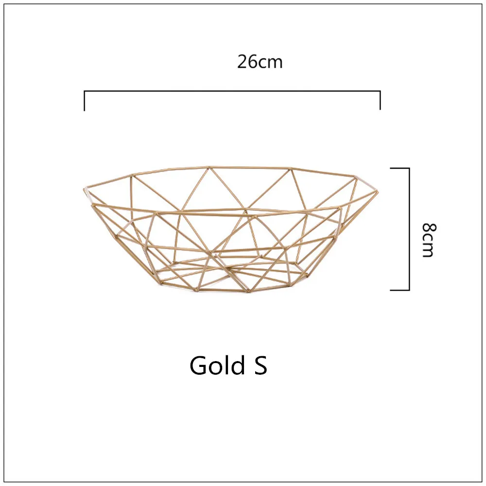 Gold Корзина для хранения, креативные закуски, конфетная корзина, настольная, для спальни, кухни, корзина для фруктов, Декор, европейская железная пустотелая черная корзина для хранения - Цвет: Gold