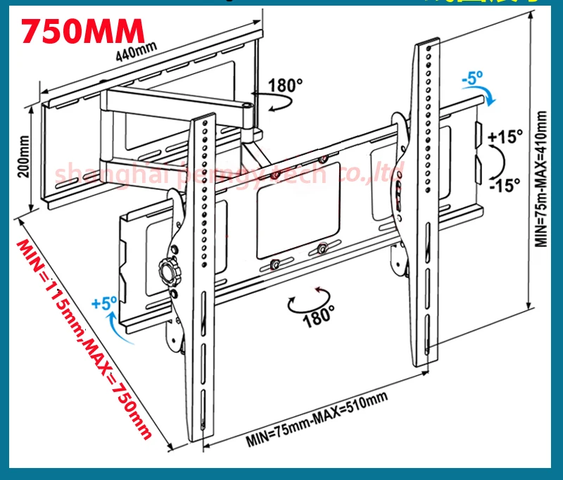 DL-WA-102CT 60 кг 5" 42" 3 руки выдвижной полный движения ЖК настенный кронштейн 60 кг сильный ЖК 180 градусов вращающийся тв стойка