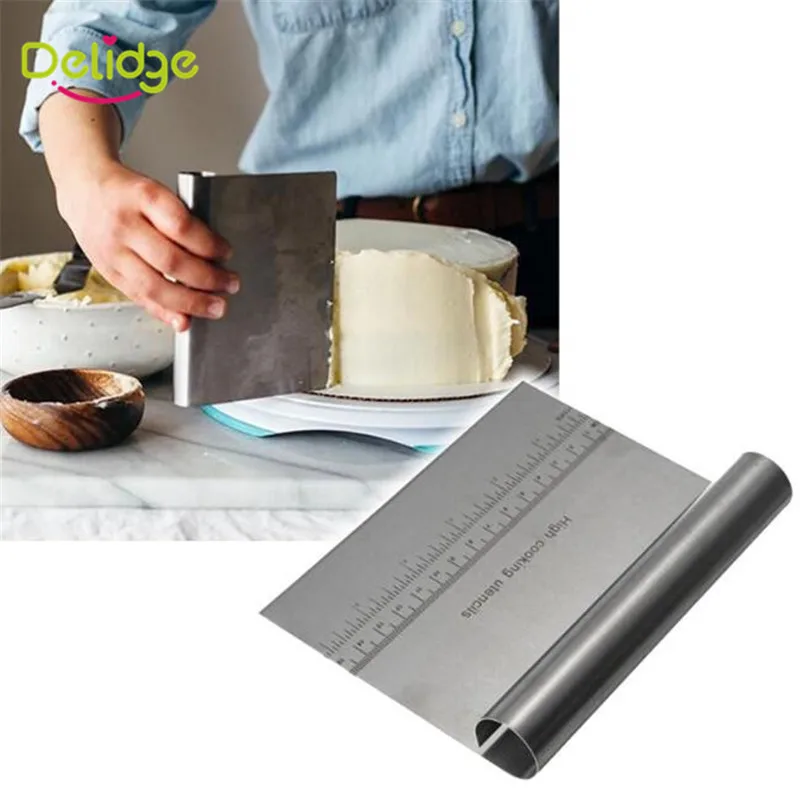 

1Pc Stainless Steel Pizza Dough Scraper Cutter Baking Pastry Spatulas Fondant Cake Decoration Tools Kitchen Accessories