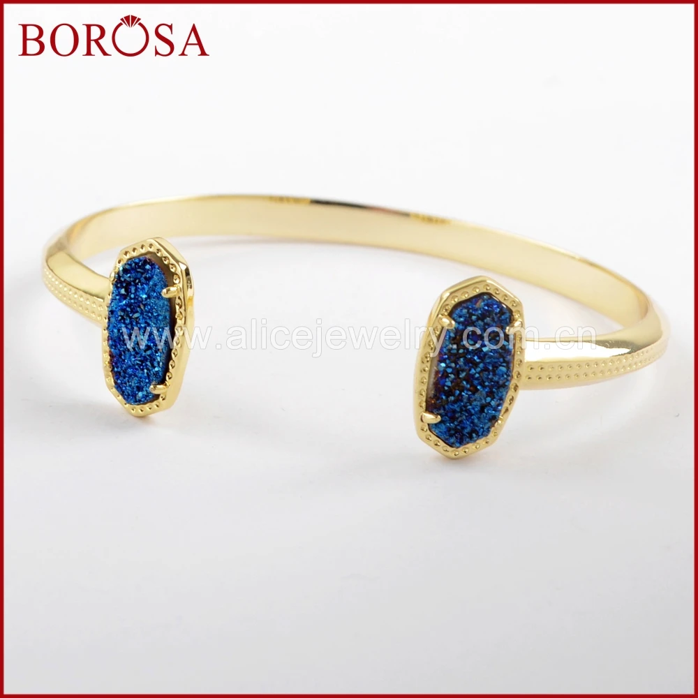 BOROSA 5 шт. Модный золотой цвет коготь шестиугольник двойной Радуга Титан Druzy