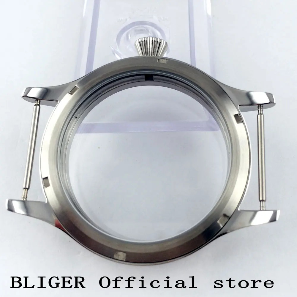 Полностью из нержавеющей стали 45 мм чехол для часов с луковой короной сапфировое