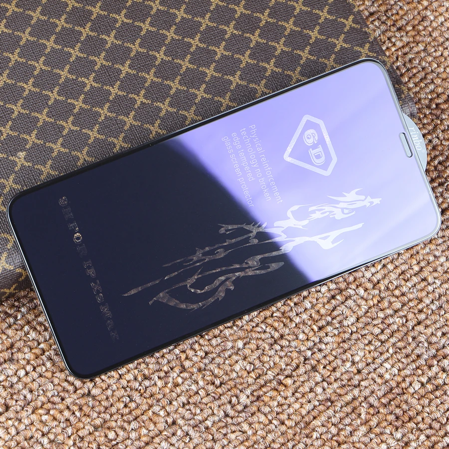 Закаленное стекло 6D с защитой от фиолетового и синего лучей для iPhone XS MAX XR X 6 6s 7 8 Plus