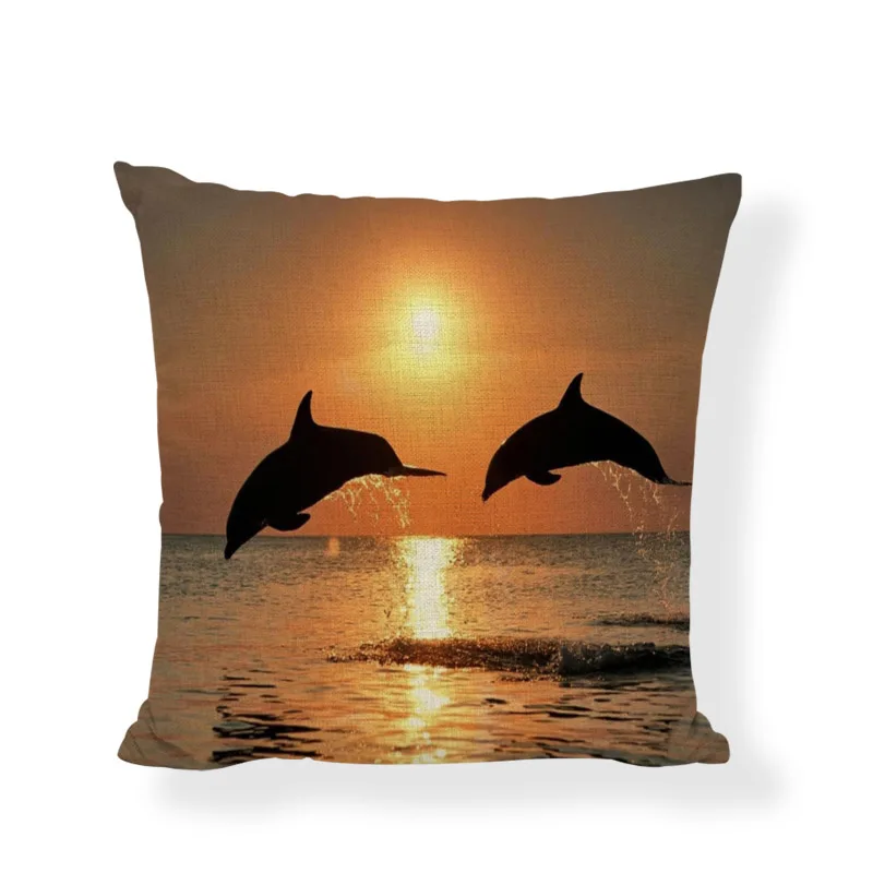 Рекламная акция наволочка с рисунком &quotДельфин&quot Закат океан игровой диван