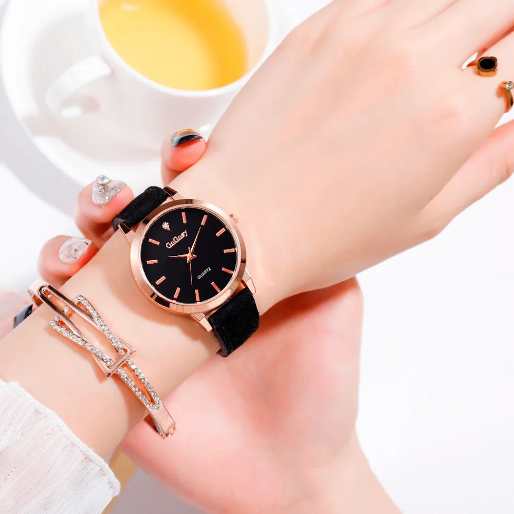 Часы женские кварцевые с плоским циферблатом модные повседневные Простые и