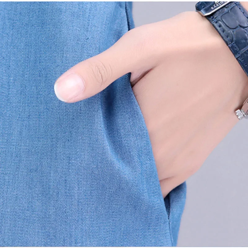 Женское новое летнее джинсовое платье большого размера свободное модное