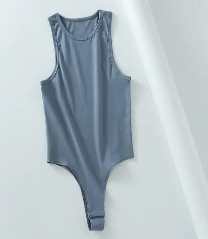 blue bodysuit SheMujerSky сексуальный тонкий боди для женщин сплошной цвет без рукавов боди летние короткие комбинезоны костюмы - Цвет: blue bodysuit