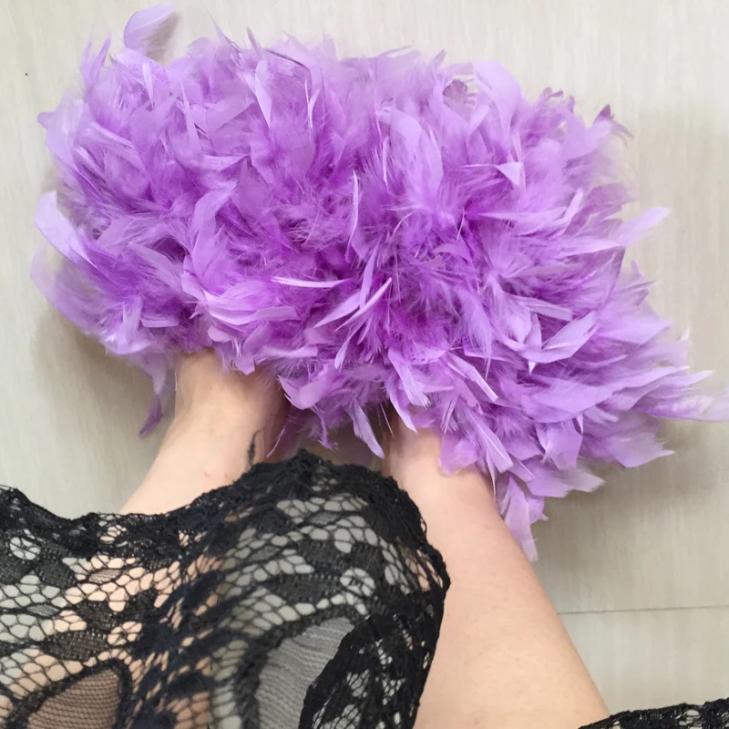 Женские Вьетнамки ручной работы Милые сандалии Шлепанцы с перьями страуса