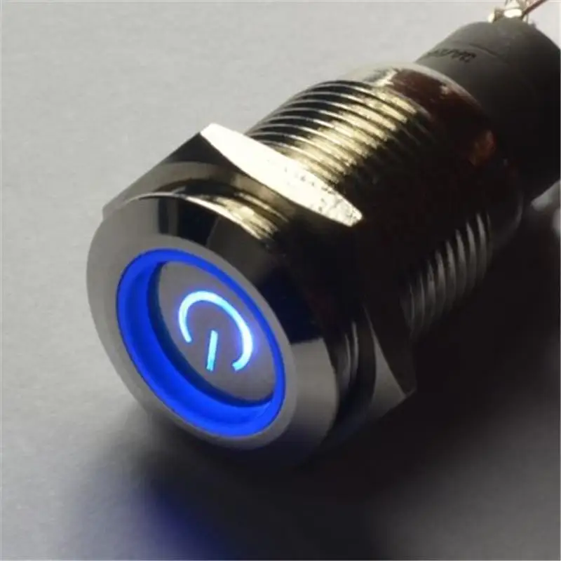 12 В 16 синий светодиод символ питания Ангел глаз кнопочный металлический вкл/выкл