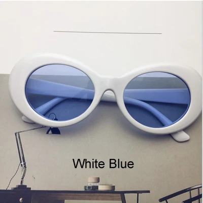 White Blue Ralferty ретро овальные солнцезащитные очки модные солнцезащитные очки для мужчин и женщин Винтажные белые UV400 Солнцезащитные очки женские мужские очки - Цвет линз: White Blue