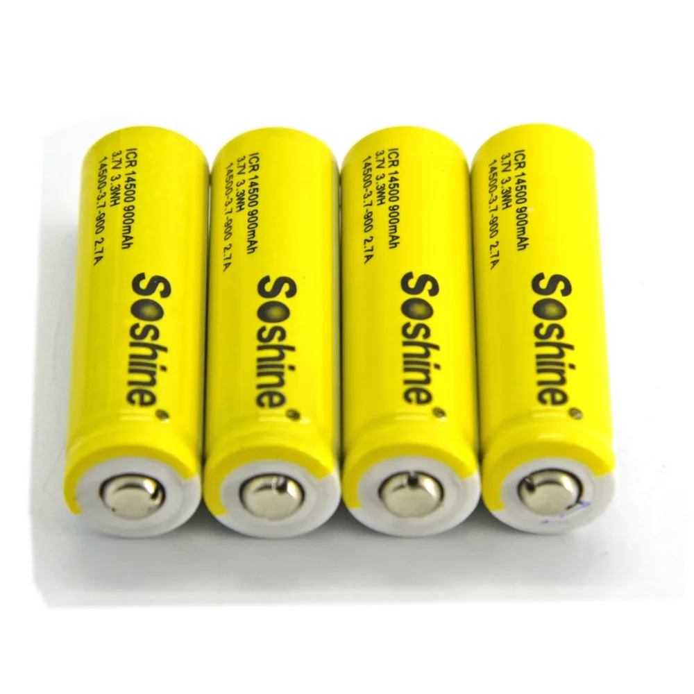 4x оригинальный Soshine 3 7 v 14500 AA 900mAh перезаряжаемая батарея с батареей чехол|rechargeable