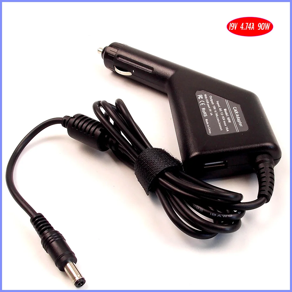 19V 4.74A 90W ноутбук автомобильный DC адаптер зарядное устройство + USB (5V 2A) для Toshiba M328