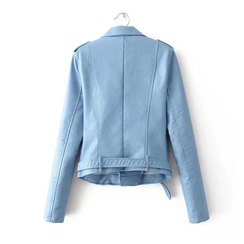 Черная, S-XL, ярко-желтая, синяя куртка из искусственной кожи, Британская мода, женская мотоциклетная Короткая кожаная куртка на молнии, уличная модная одежда